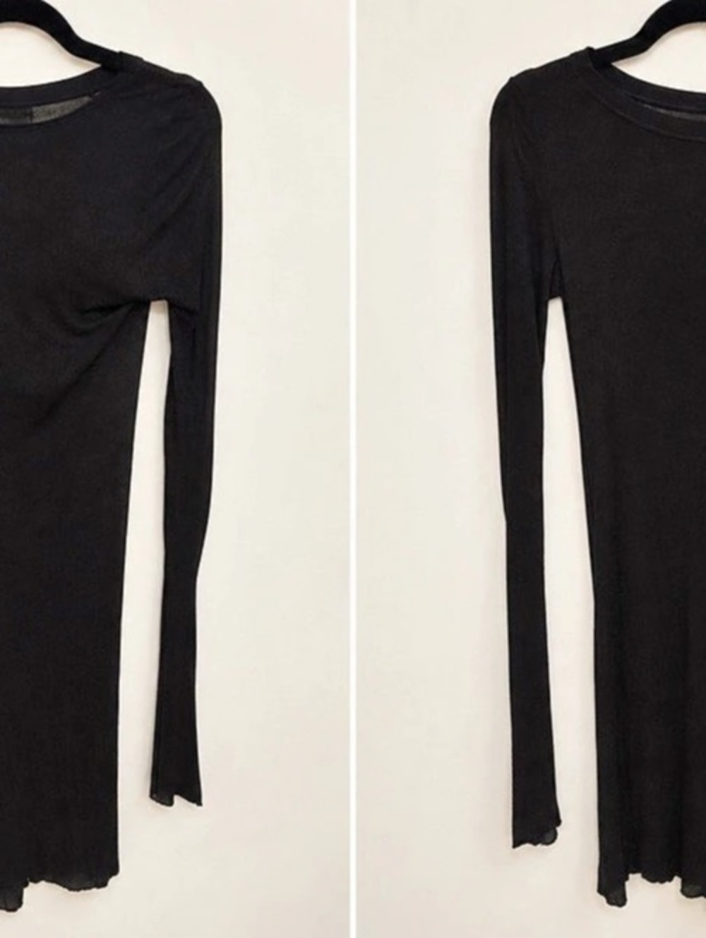 Rick Owens Black Long-Sleeve Sweatshirt / Draped Top – Size M – Viscose Silk – M
